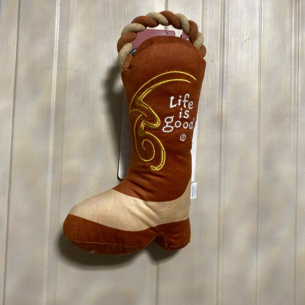 LIFE IS Good Interactive Emoji With Cowboy 👢 Boot Toy 11” Clinker & Squeaker